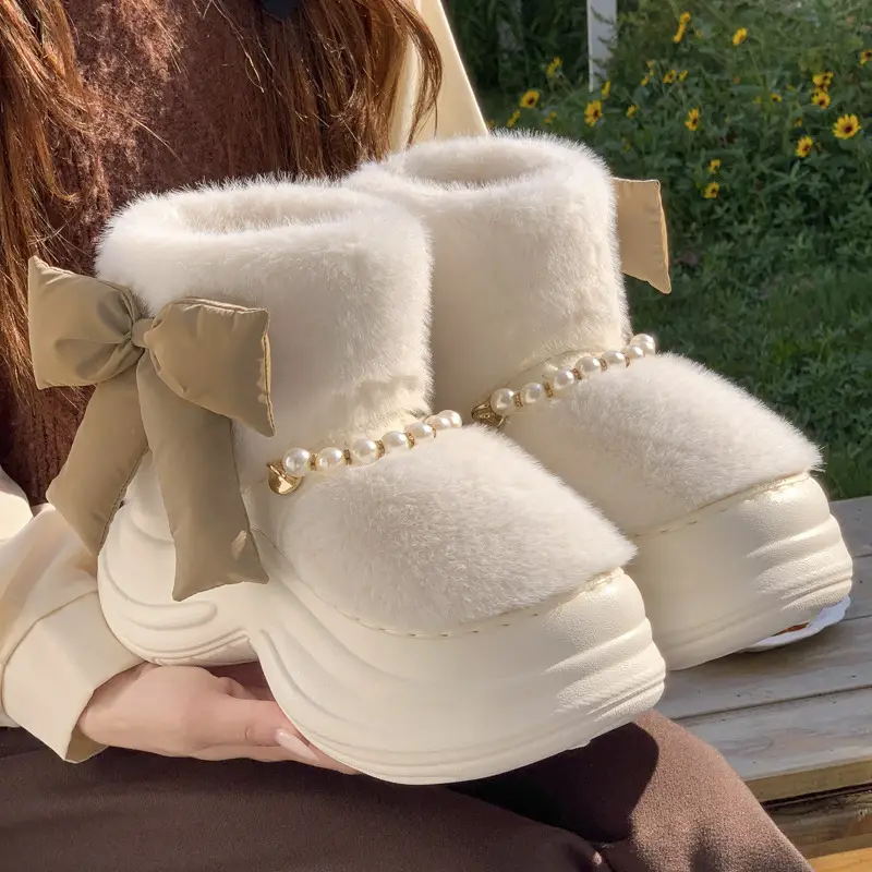 New Cotton Slippers for Women in Winter for Home and Outdoor Wear, Indoor Soft Soles, Increased Thickness, Non-Slip Thick Soles, Warm Plush Cotton Shoes - Image 7