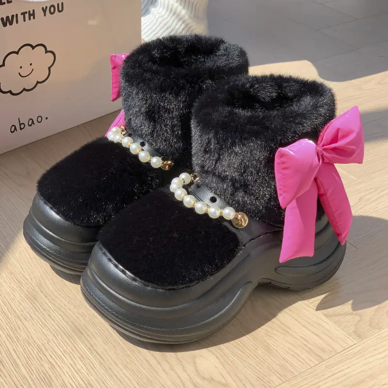New Cotton Slippers for Women in Winter for Home and Outdoor Wear, Indoor Soft Soles, Increased Thickness, Non-Slip Thick Soles, Warm Plush Cotton Shoes - Image 2