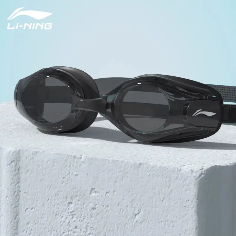 Li Ning Swimming Goggles Waterproof and Anti-Fog High-Definition Myopia Degree Men's and Women's Professional Diving Glasses Swimming Cap Set Swimming Wholesale