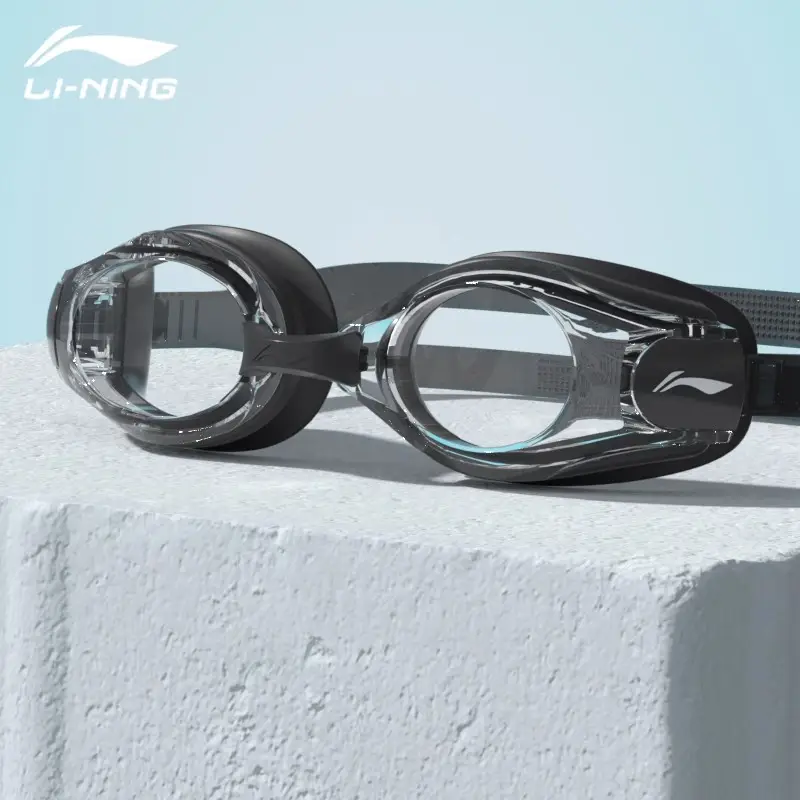 Li Ning Swimming Goggles Waterproof and Anti-Fog High-Definition Myopia Degree Men's and Women's Professional Diving Glasses Swimming Cap Set Swimming Wholesale
