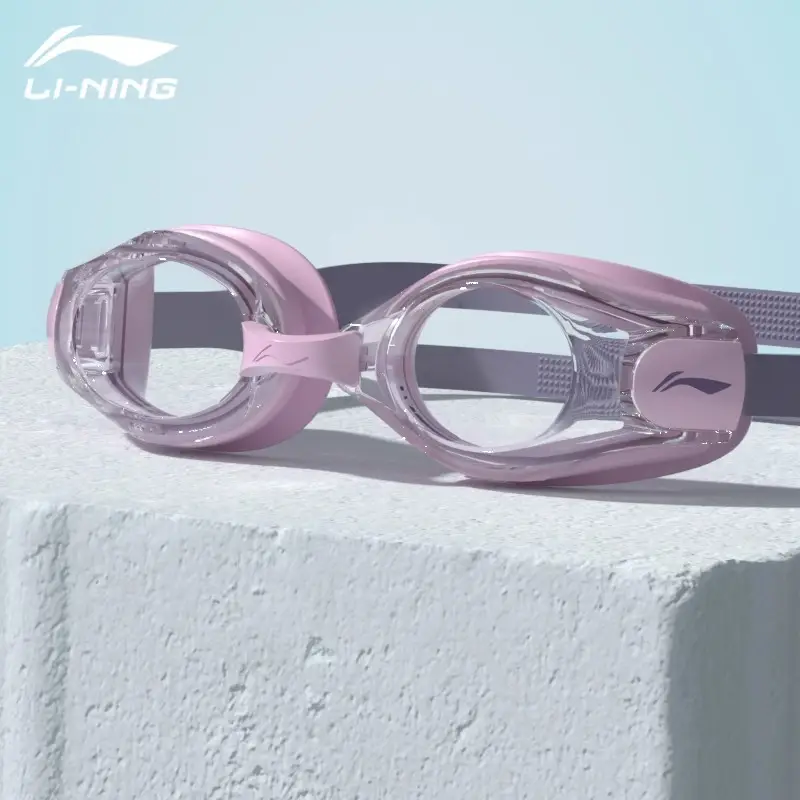 Li Ning Swimming Goggles Waterproof and Anti-Fog High-Definition Myopia Degree Men's and Women's Professional Diving Glasses Swimming Cap Set Swimming Wholesale