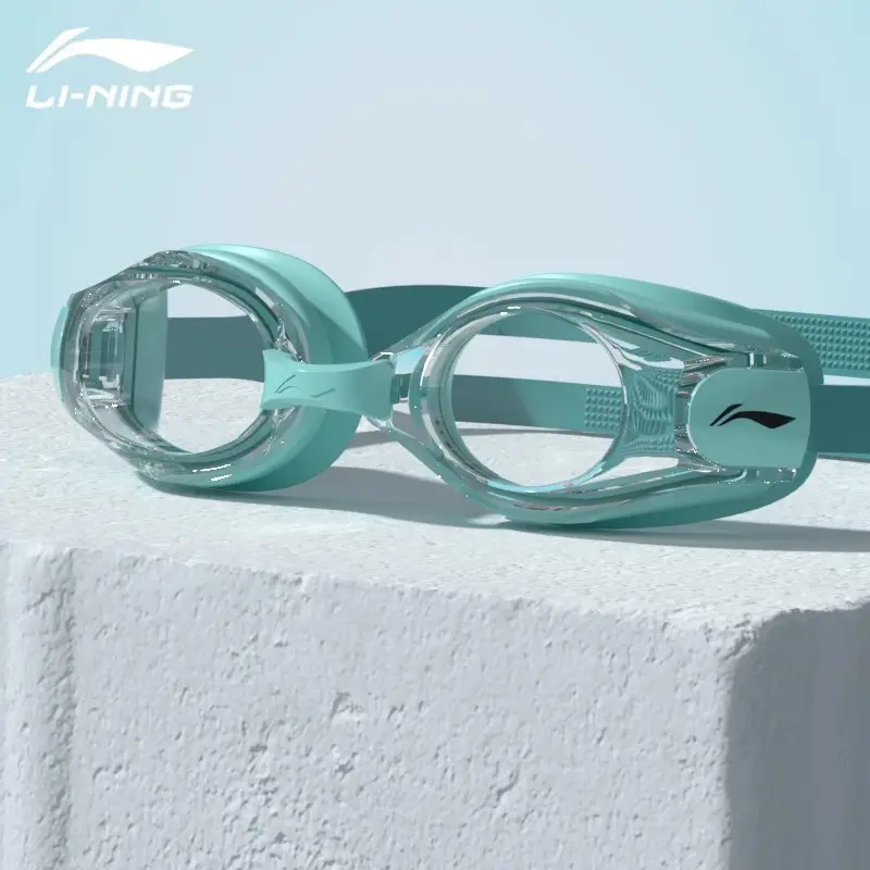 Li Ning Swimming Goggles Waterproof and Anti-Fog High-Definition Myopia Degree Men's and Women's Professional Diving Glasses Swimming Cap Set Swimming Wholesale