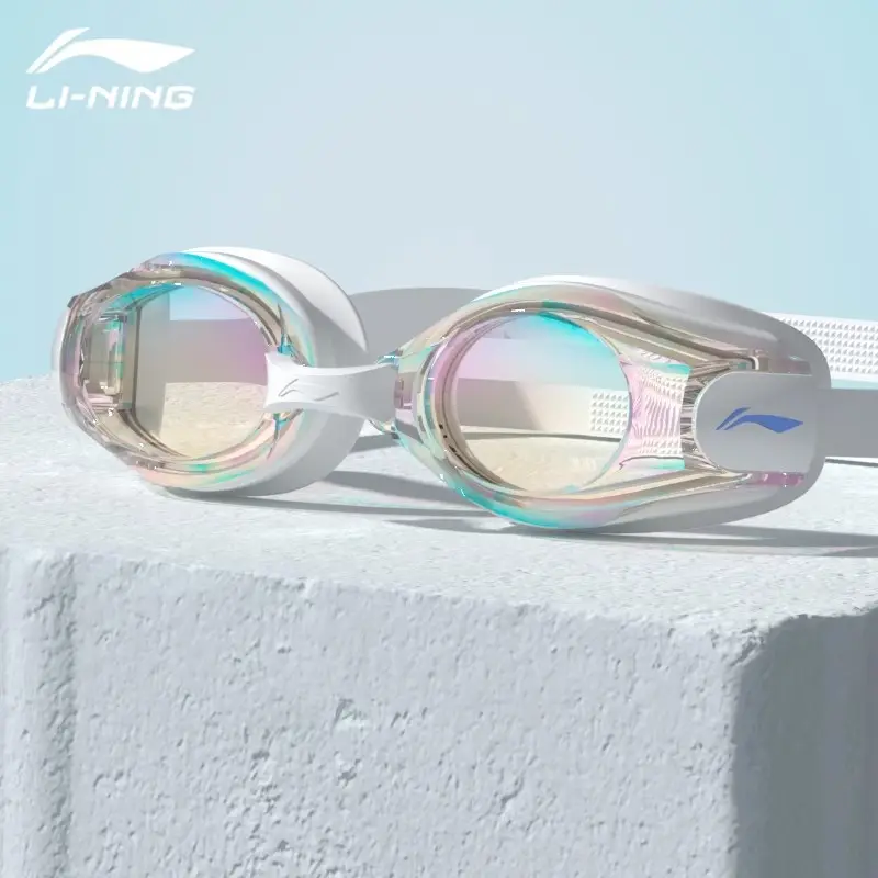 Li Ning Swimming Goggles Waterproof and Anti-Fog High-Definition Myopia Degree Men's and Women's Professional Diving Glasses Swimming Cap Set Swimming Wholesale