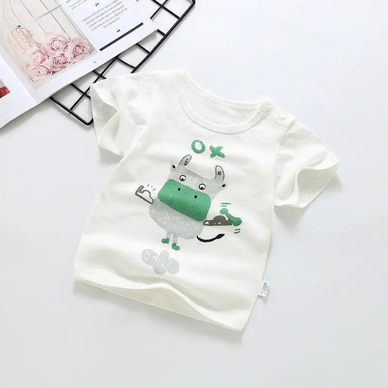 Girls Printed Cotton Round Neck Summer Tops Wholesale - Image 5