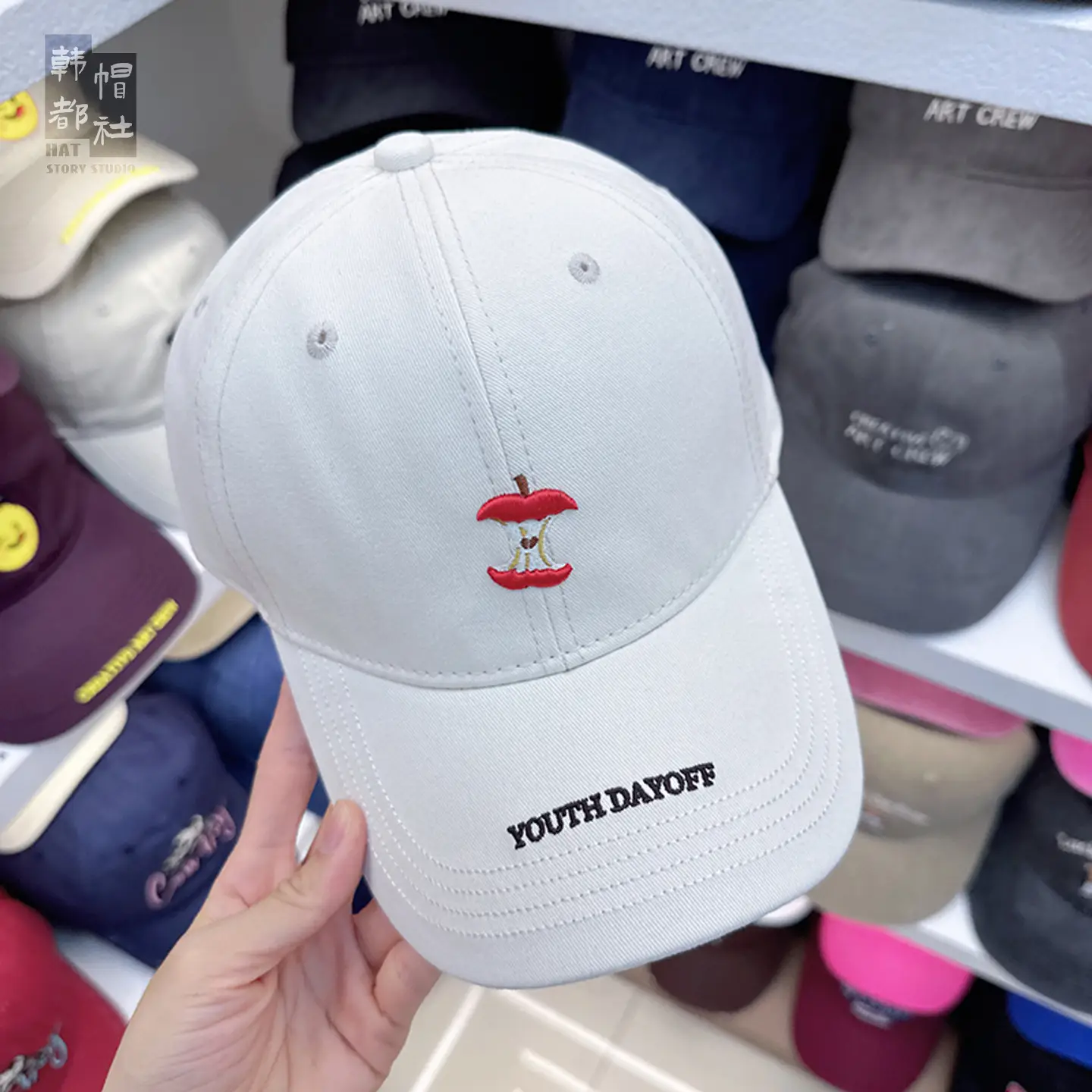 Women's Black Apple Embroidered Baseball Cap Youth Dance - Image 6