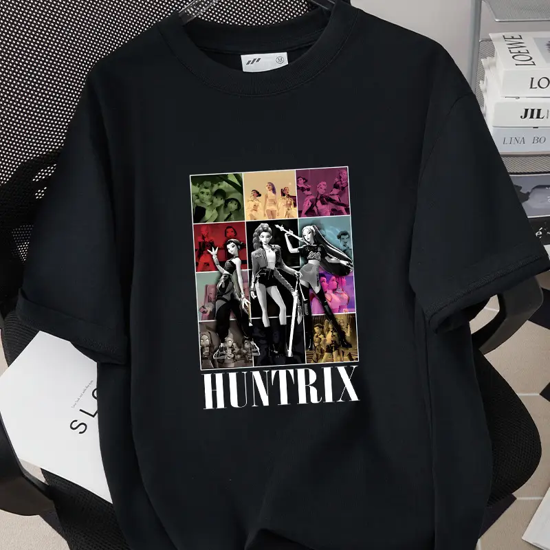 Korean Kpop Graphic T-Shirt Black Short Sleeve for Girls Boys — feature 11