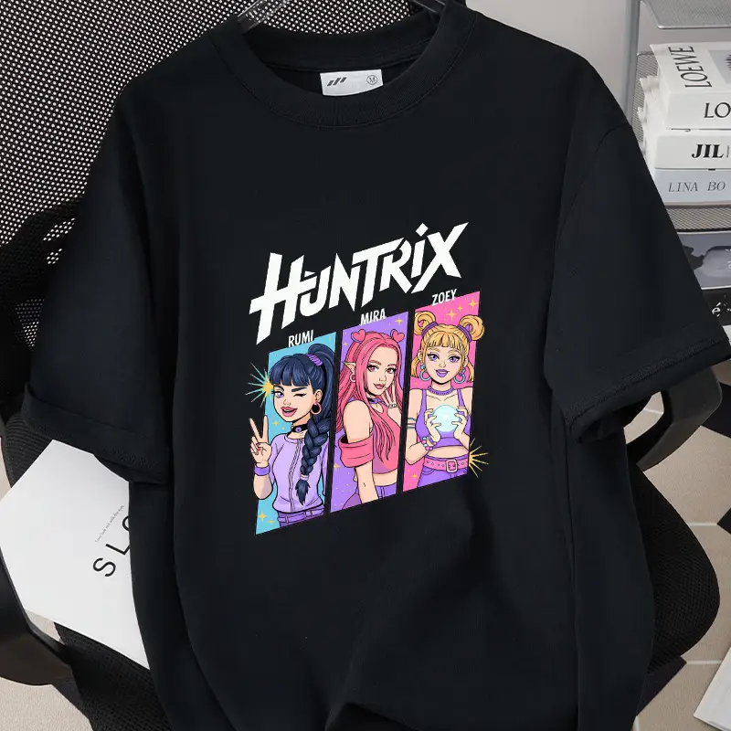 Korean Kpop Graphic T-Shirt Black Short Sleeve for Girls Boys — feature 12