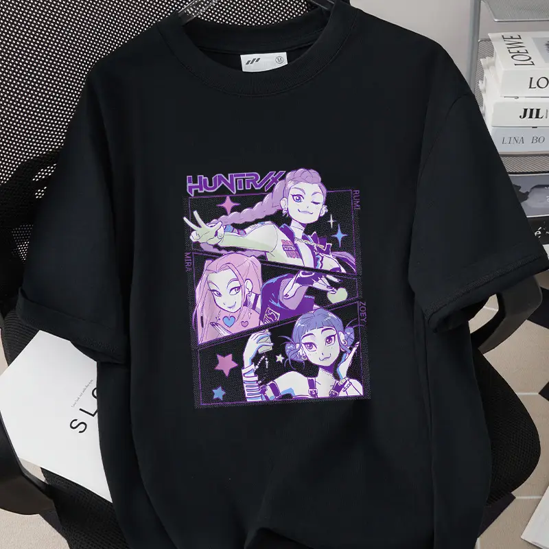 Korean Kpop Graphic T-Shirt Black Short Sleeve for Girls Boys — feature 13
