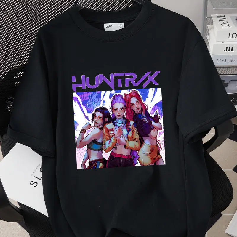 Korean Kpop Graphic T-Shirt Black Short Sleeve for Girls Boys — feature 14