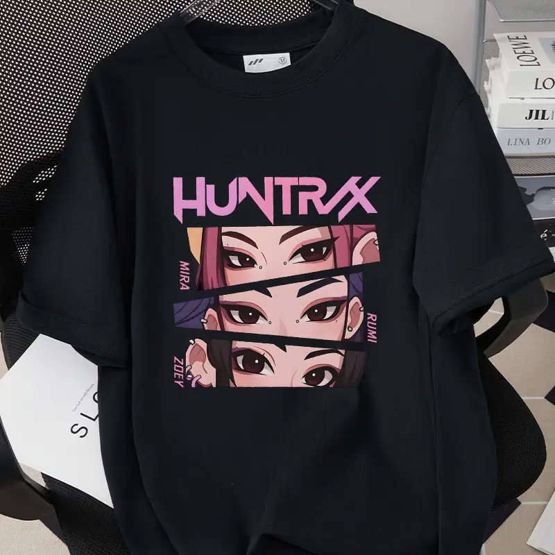 Korean Kpop Graphic T-Shirt Black Short Sleeve for Girls Boys — feature 15