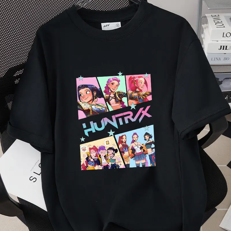 Korean Kpop Graphic T-Shirt Black Short Sleeve for Girls Boys — feature 18