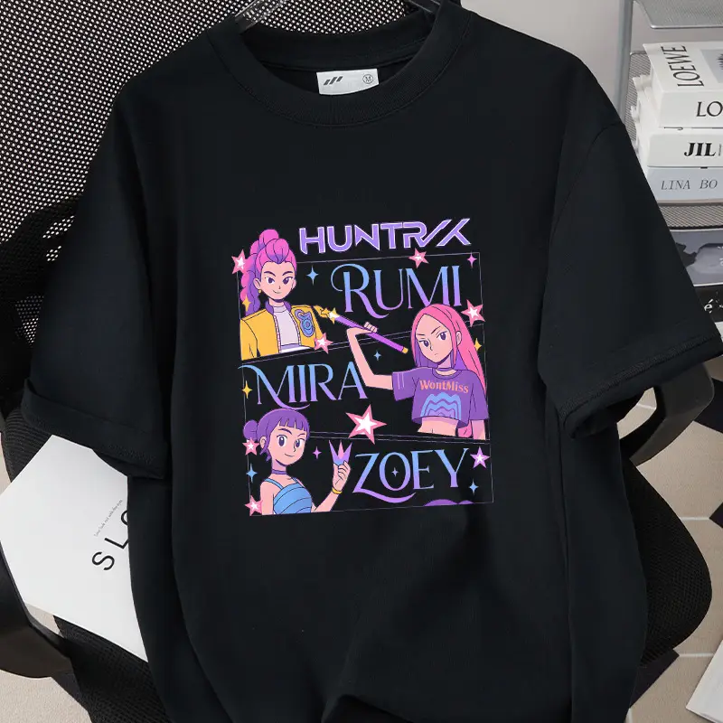 Korean Kpop Graphic T-Shirt Black Short Sleeve for Girls Boys — feature 19