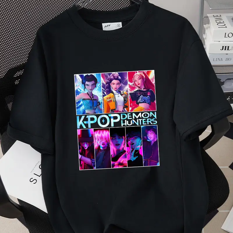 Korean Kpop Graphic T-Shirt Black Short Sleeve for Girls Boys — feature 20
