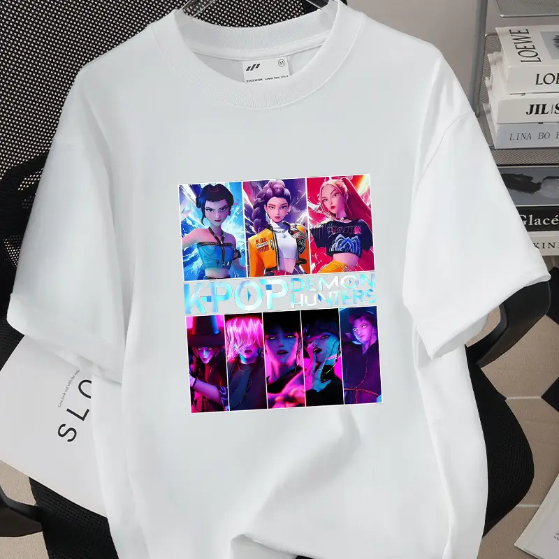 Korean Kpop Graphic T-Shirt Black Short Sleeve for Girls Boys — feature 21