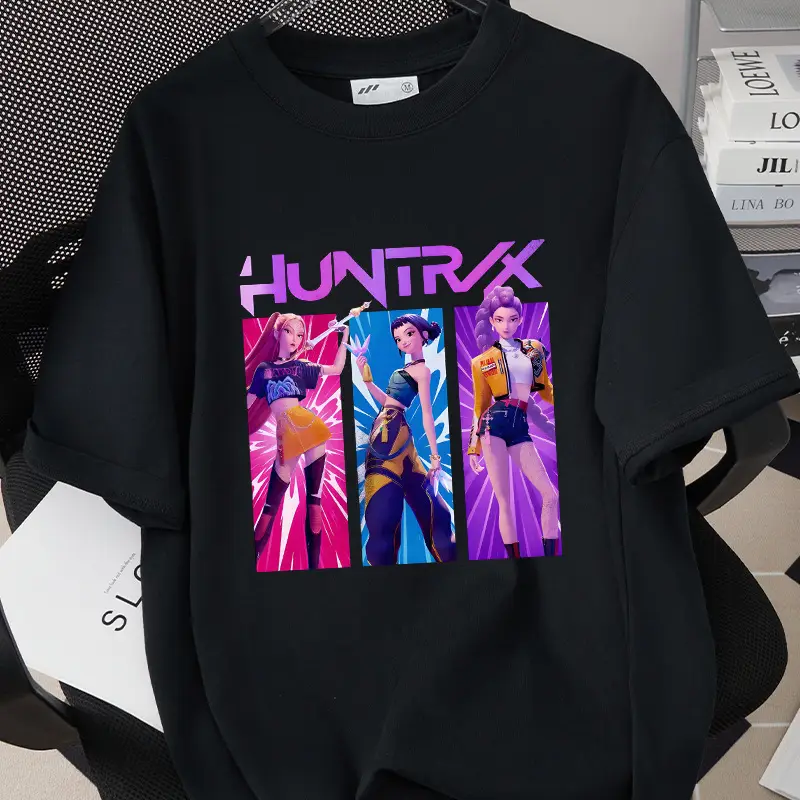 Korean Kpop Graphic T-Shirt Black Short Sleeve for Girls Boys - Image 6