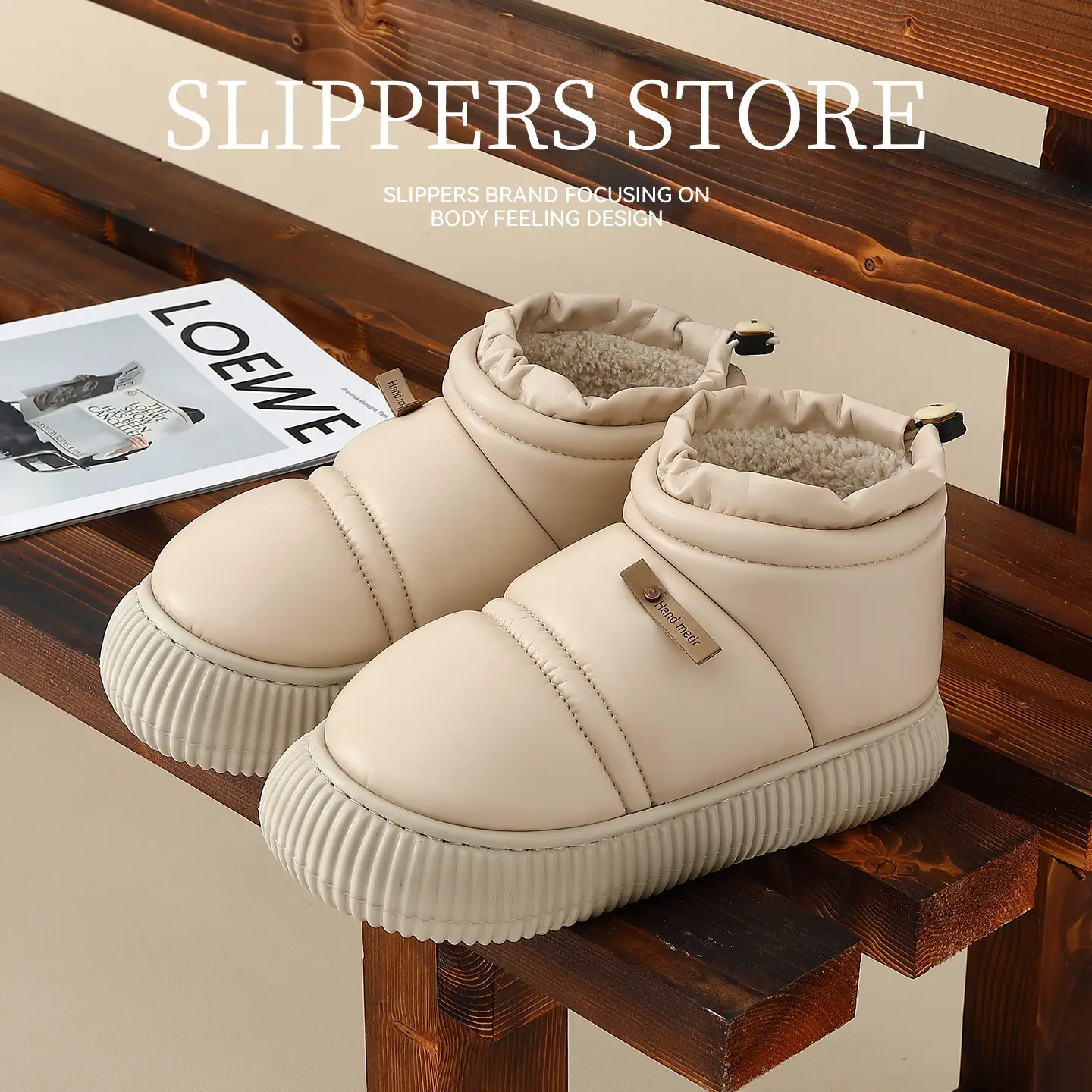 Women Cotton Waterproof Slippers Indoor Warm Non-Slip