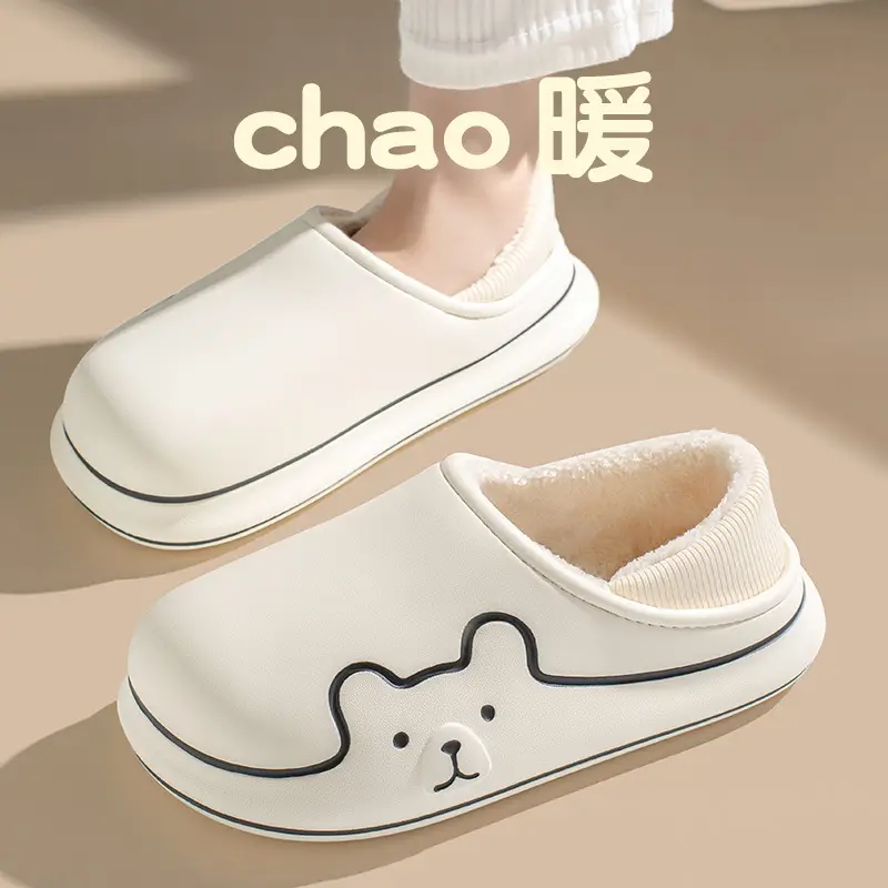 Jialiya Cute Cotton Slippers for Women Autumn and Winter 2025 New Indoor Home Thick-Soled Outer Wear Fleece-Lined Cotton Slippers for Men - Image 4