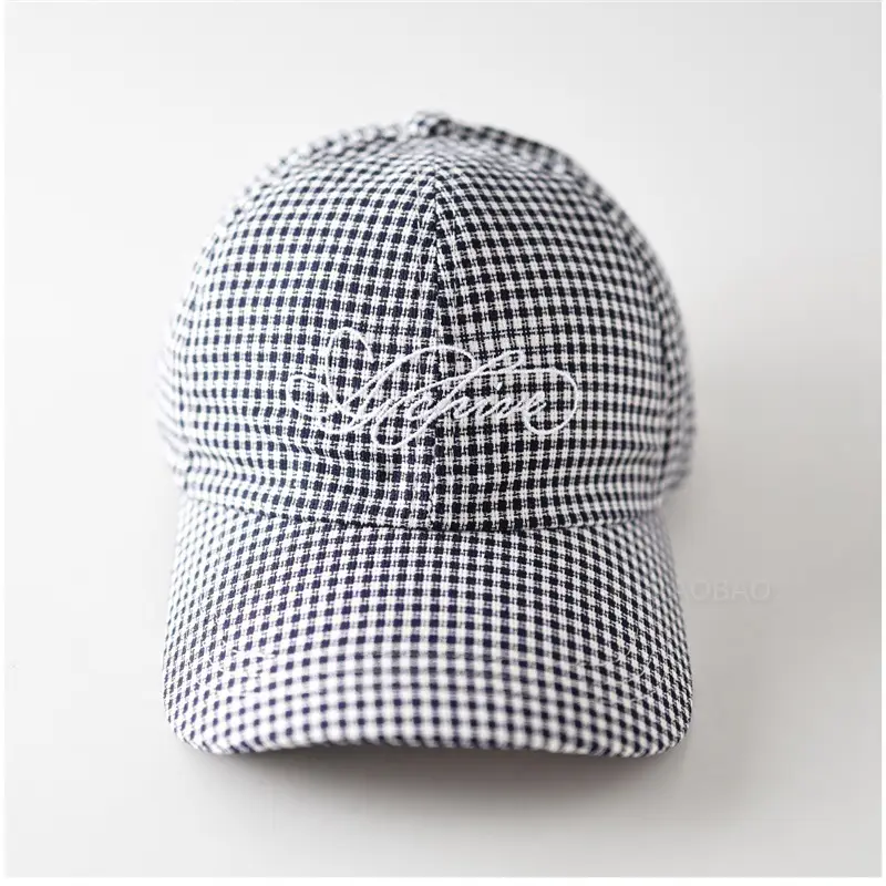 Unisex Red White Checkered Baseball Cap with Embroidered Letter - Image 4