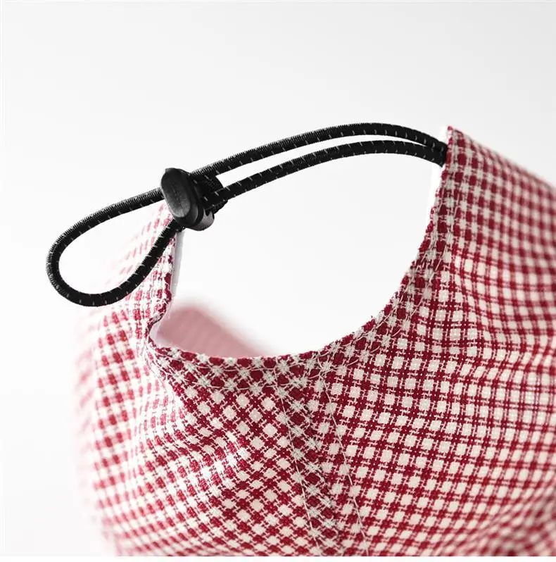 Unisex Red White Checkered Baseball Cap with Embroidered Letter — feature 7