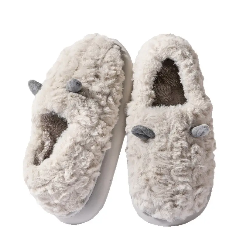 Men Cotton Warm Slippers Winter Indoor Non-Slip Fleece