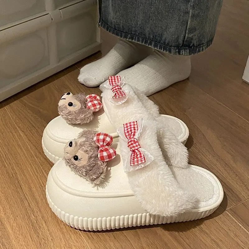 Winter Removable Duffy Bear Slippers for Women - Image 10