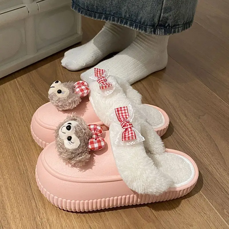 Winter Removable Duffy Bear Slippers for Women - Image 4