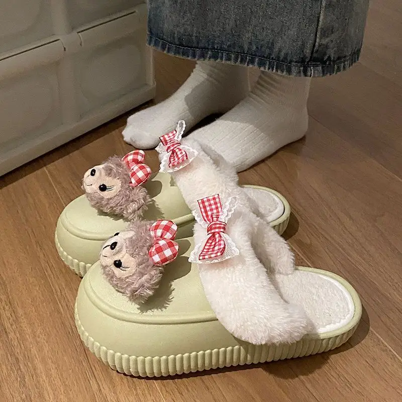 Winter Removable Duffy Bear Slippers for Women - Image 5