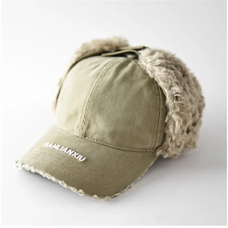 Men Wool Ear Flap Cap Warm Brown
