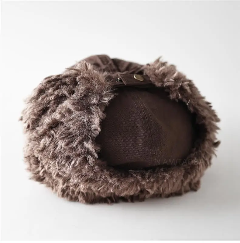 Men Wool Ear Flap Cap Warm Brown — feature 15