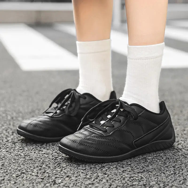 Light Luxury 2025 Autumn Couple Large Size Hong Kong Style Leather Racing Breathable Low-Cut Thick-Soled Sports Sneakers Super Fiber Casual Men