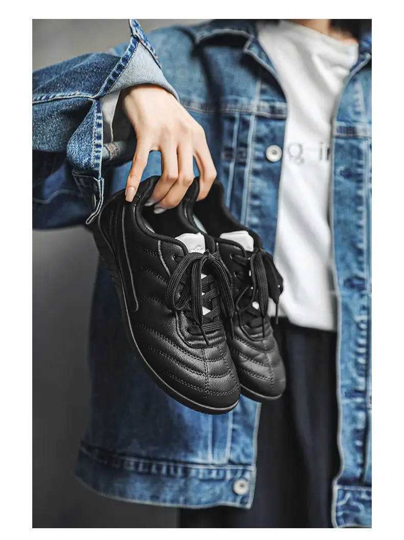 Light Luxury 2025 Autumn Couple Large Size Hong Kong Style Leather Racing Breathable Low-Cut Thick-Soled Sports Sneakers Super Fiber Casual Men — feature 4
