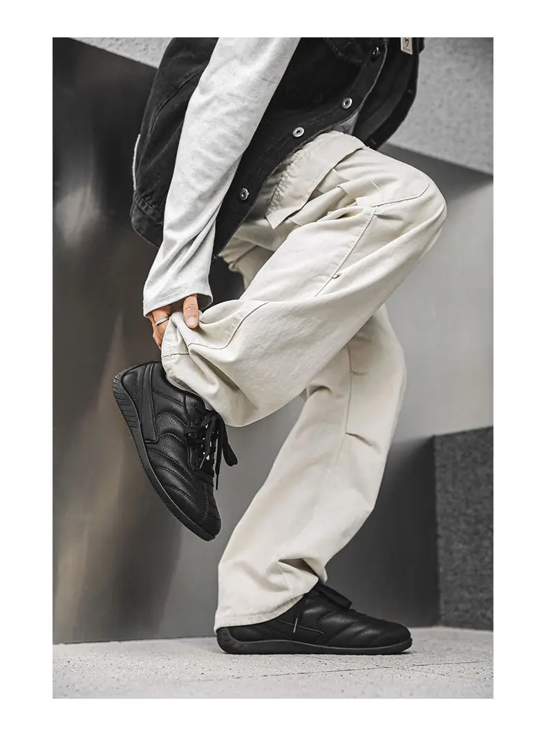 Light Luxury 2025 Autumn Couple Large Size Hong Kong Style Leather Racing Breathable Low-Cut Thick-Soled Sports Sneakers Super Fiber Casual Men — feature 8