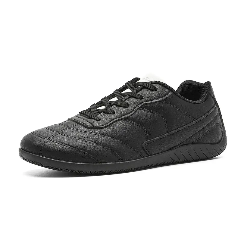 Light Luxury 2025 Autumn Couple Large Size Hong Kong Style Leather Racing Breathable Low-Cut Thick-Soled Sports Sneakers Super Fiber Casual Men