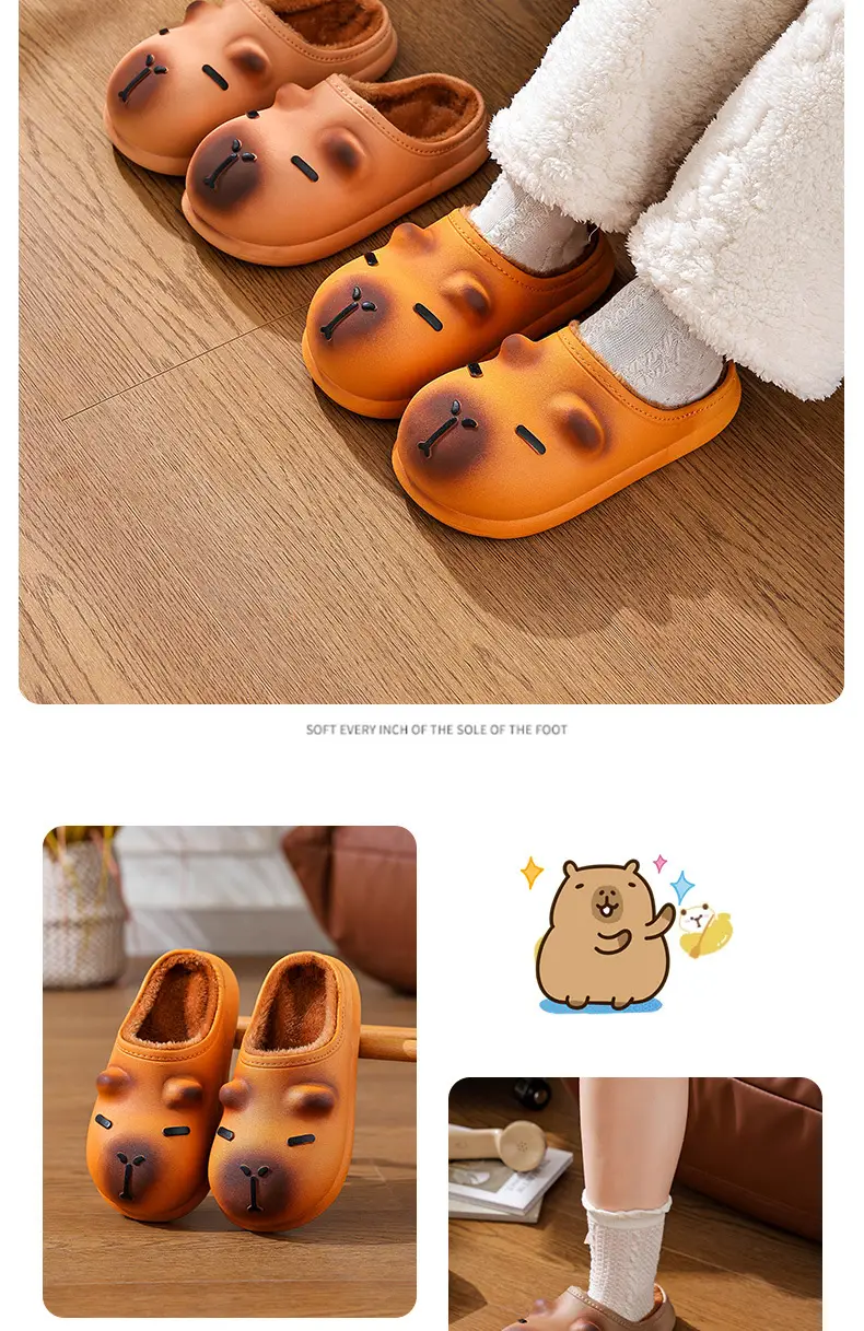 Kapibala Cartoon Slippers for Kids Warm Fleece Lined Waterproof — feature 14
