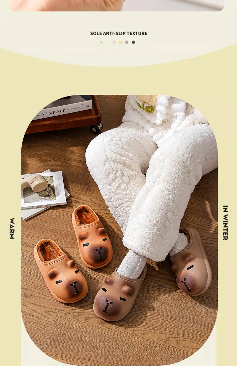 Kapibala Cartoon Slippers for Kids Warm Fleece Lined Waterproof — feature 9