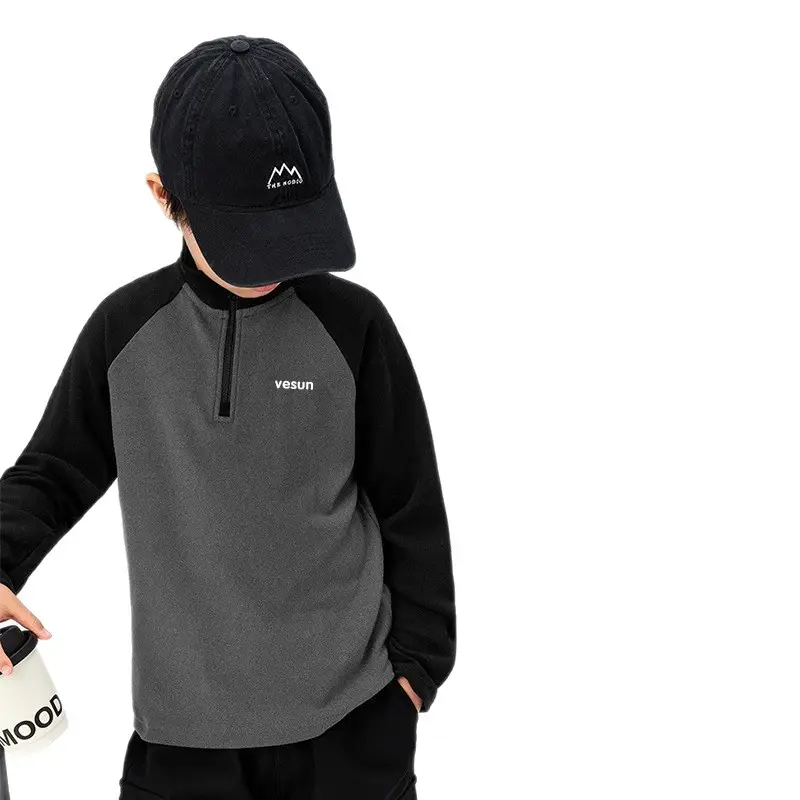Kids Velvet Half Turtleneck Grey Black Medium Large - Image 34