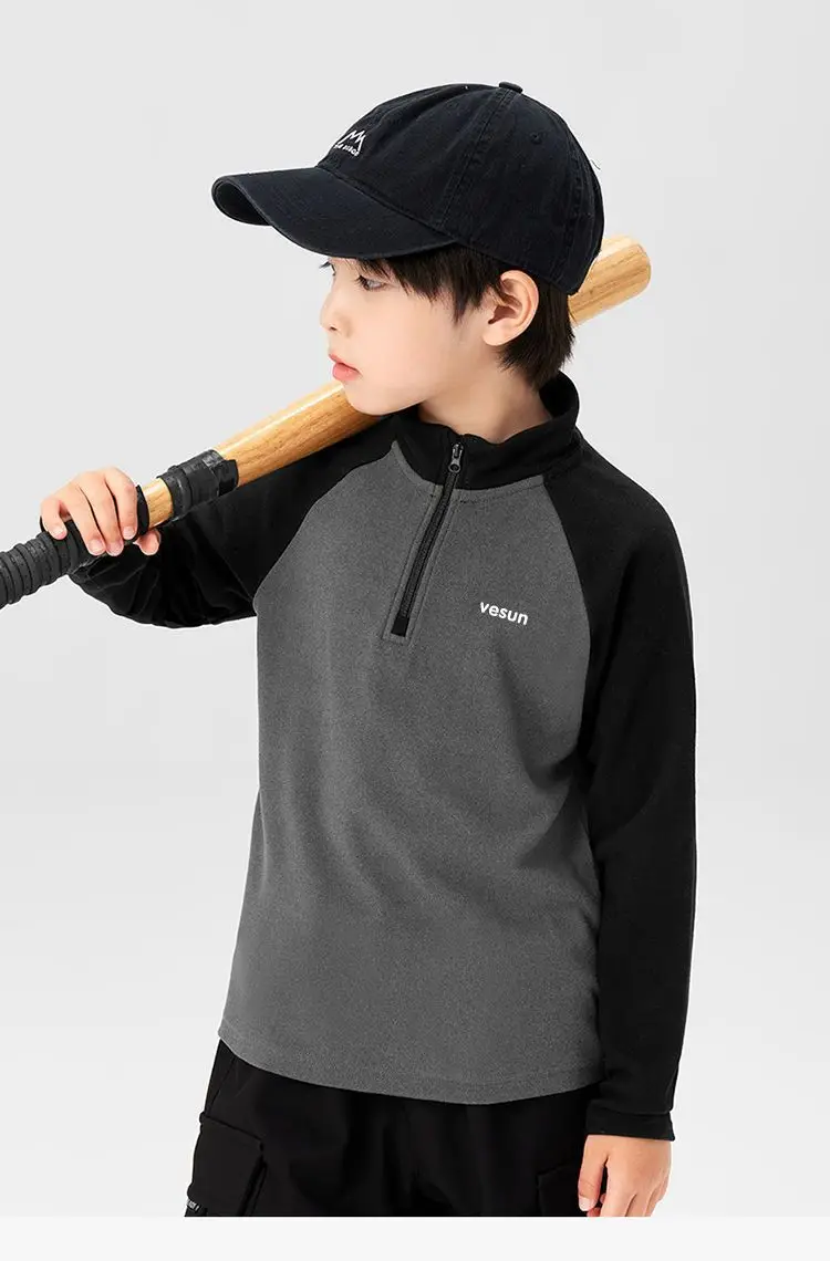 Kids Velvet Half Turtleneck Grey Black Medium Large — feature 11