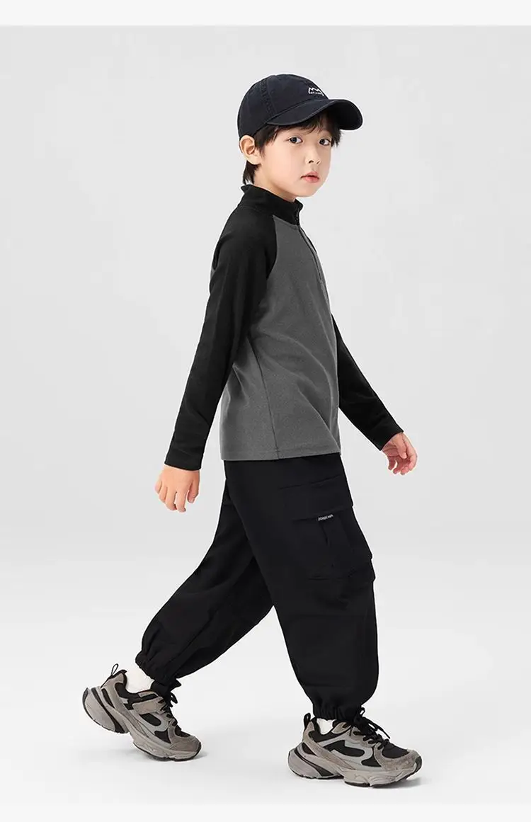 Kids Velvet Half Turtleneck Grey Black Medium Large — feature 12