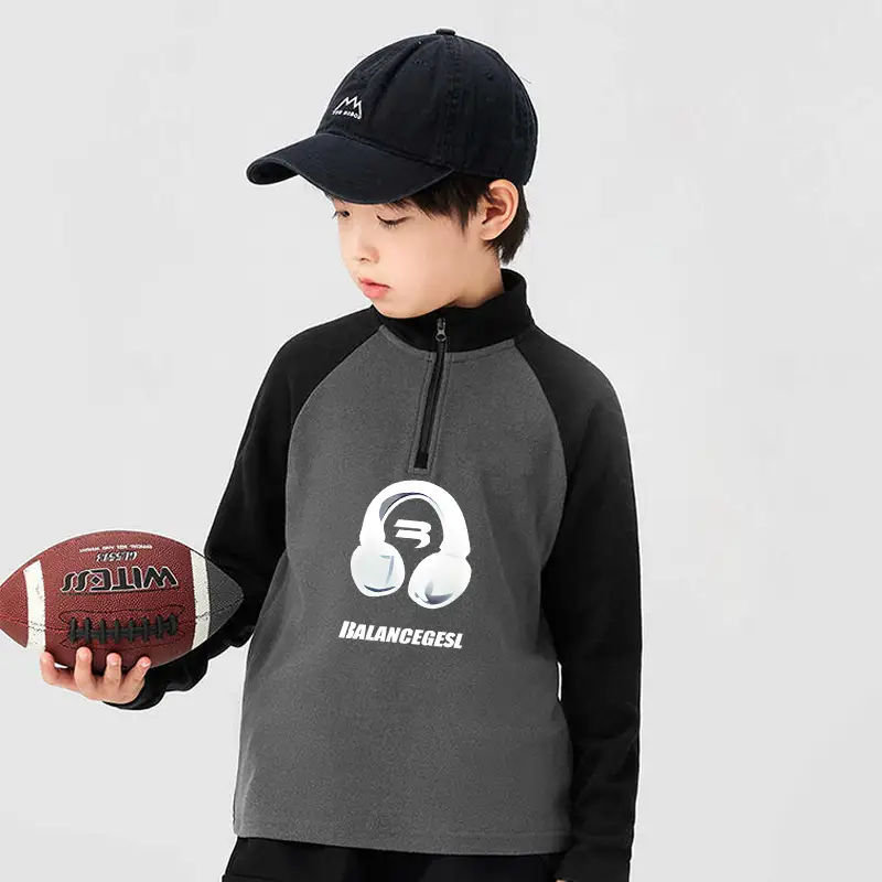 Kids Velvet Half Turtleneck Grey Black Medium Large - Image 9