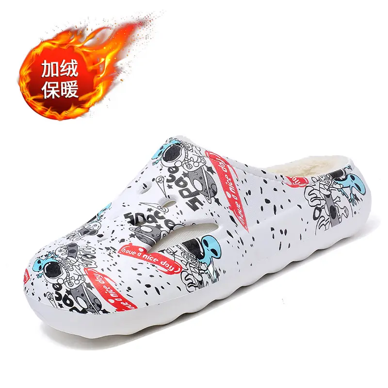 Men's Winter Warm Cotton Slippers with Plush Lining, Thickened Clogs, Outdoor Non-Slip Home Large Size Couple Snow Cotton Shoes - Image 8