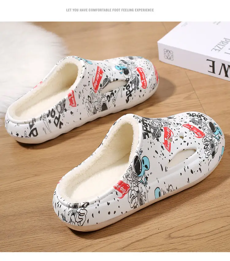 Men's Winter Warm Cotton Slippers with Plush Lining, Thickened Clogs, Outdoor Non-Slip Home Large Size Couple Snow Cotton Shoes — feature 10