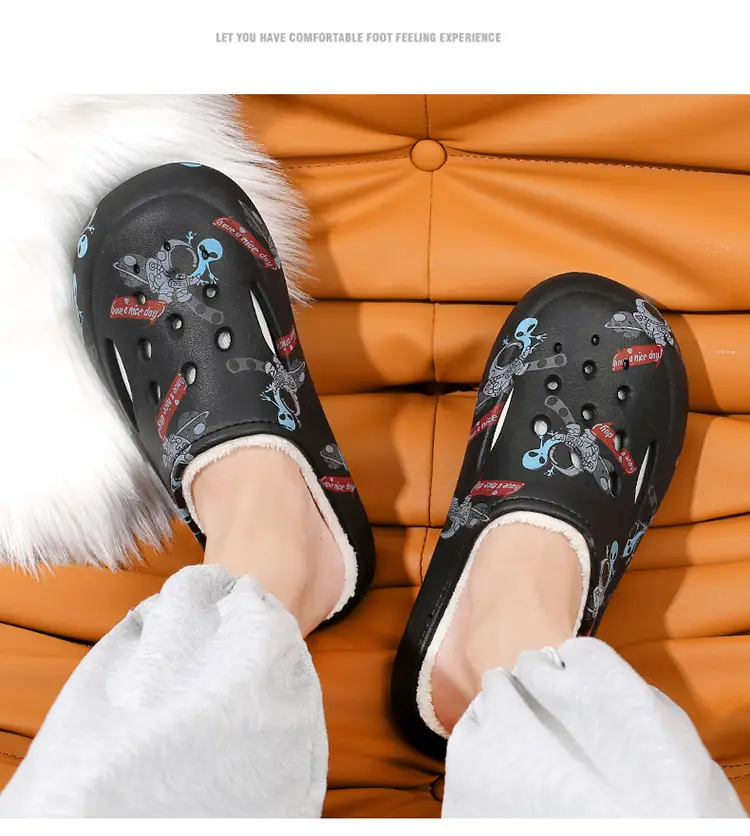 Men's Winter Warm Cotton Slippers with Plush Lining, Thickened Clogs, Outdoor Non-Slip Home Large Size Couple Snow Cotton Shoes — feature 15