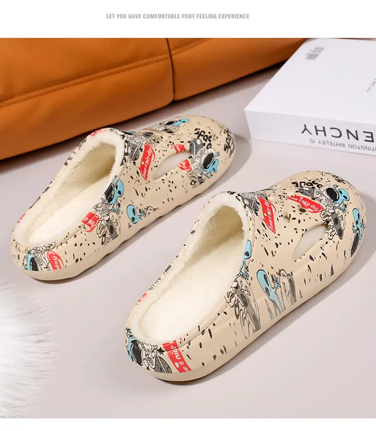 Men's Winter Warm Cotton Slippers with Plush Lining, Thickened Clogs, Outdoor Non-Slip Home Large Size Couple Snow Cotton Shoes — feature 16
