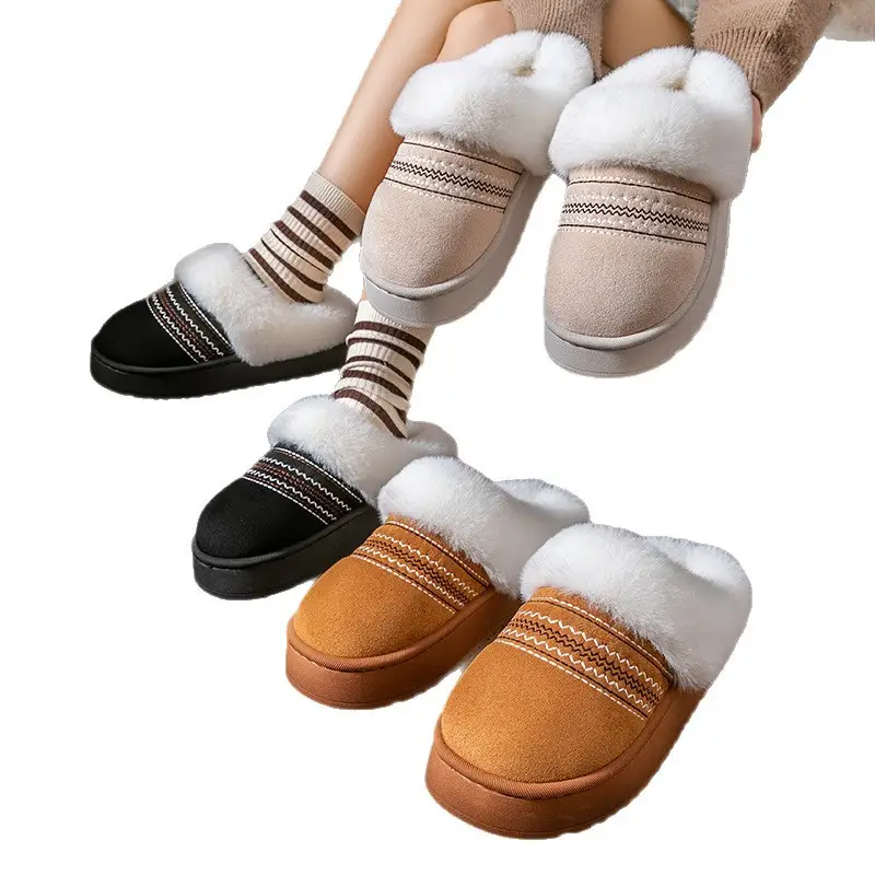 Women Fleece Lined Slippers Winter Indoor Warm Non-Slip - Image 8
