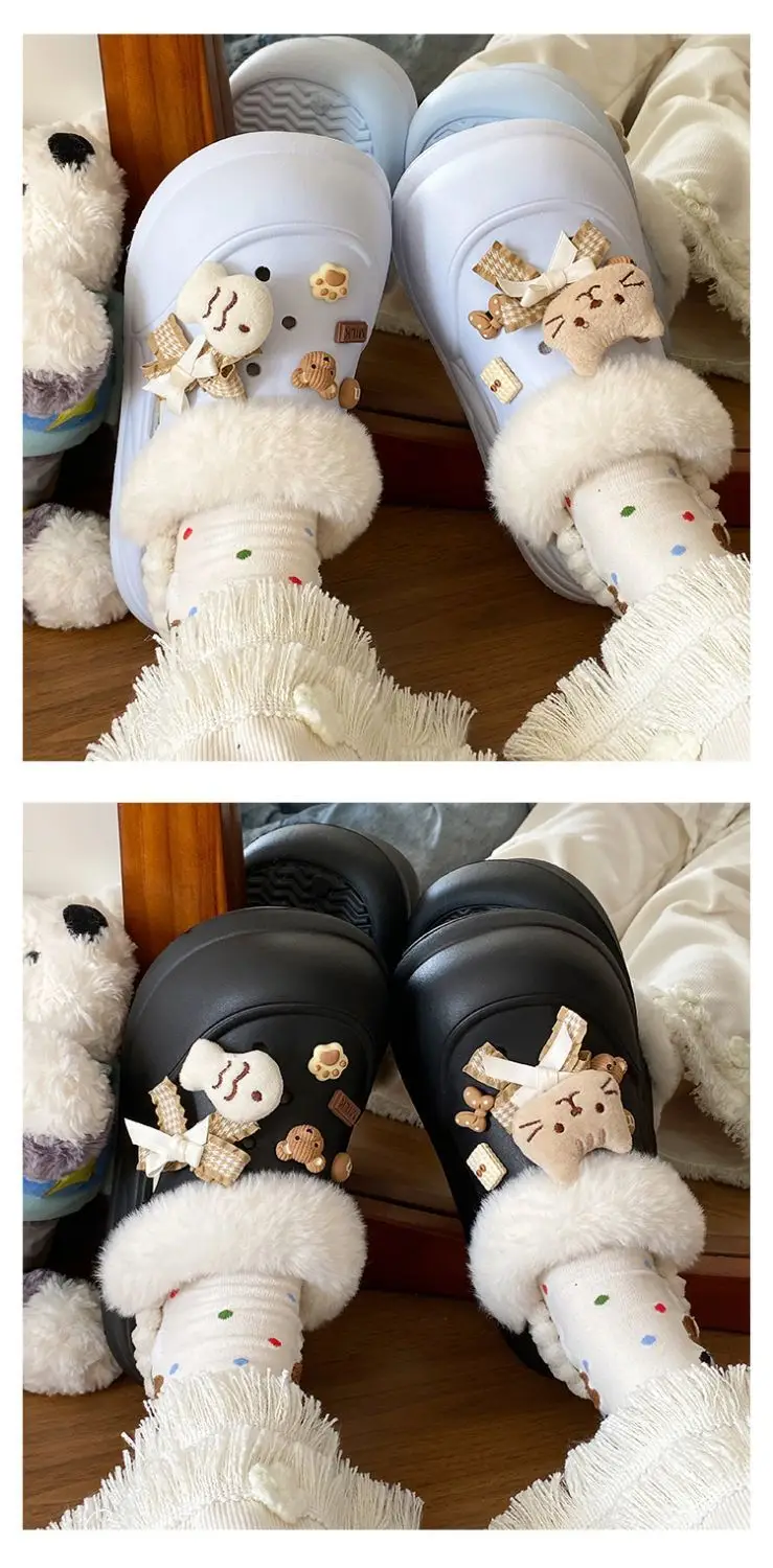 Women Warm Cat Fish Soft Slippers White Blue — feature 14