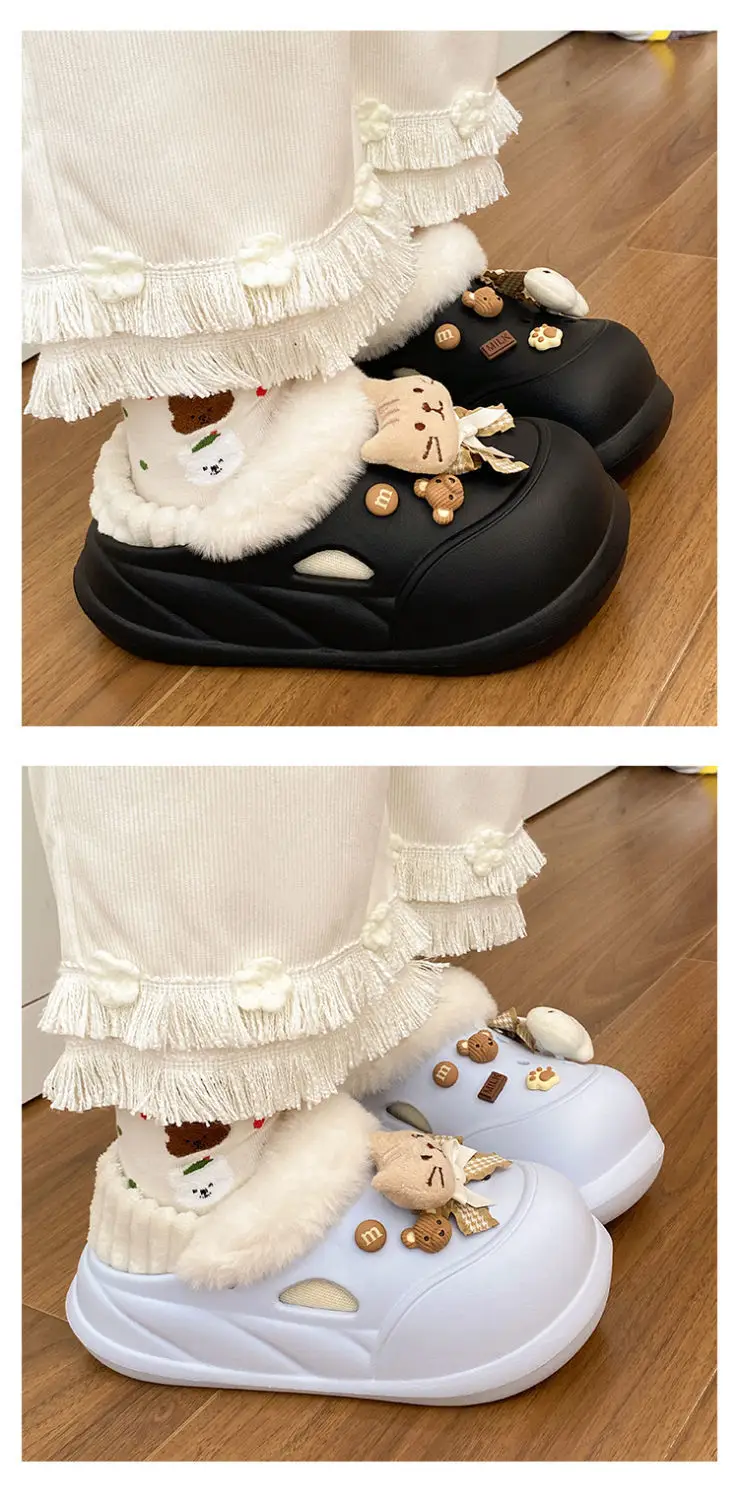 Women Warm Cat Fish Soft Slippers White Blue — feature 15