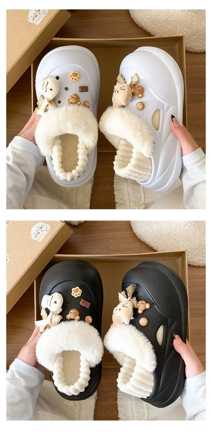 Women Warm Cat Fish Soft Slippers White Blue — feature 17