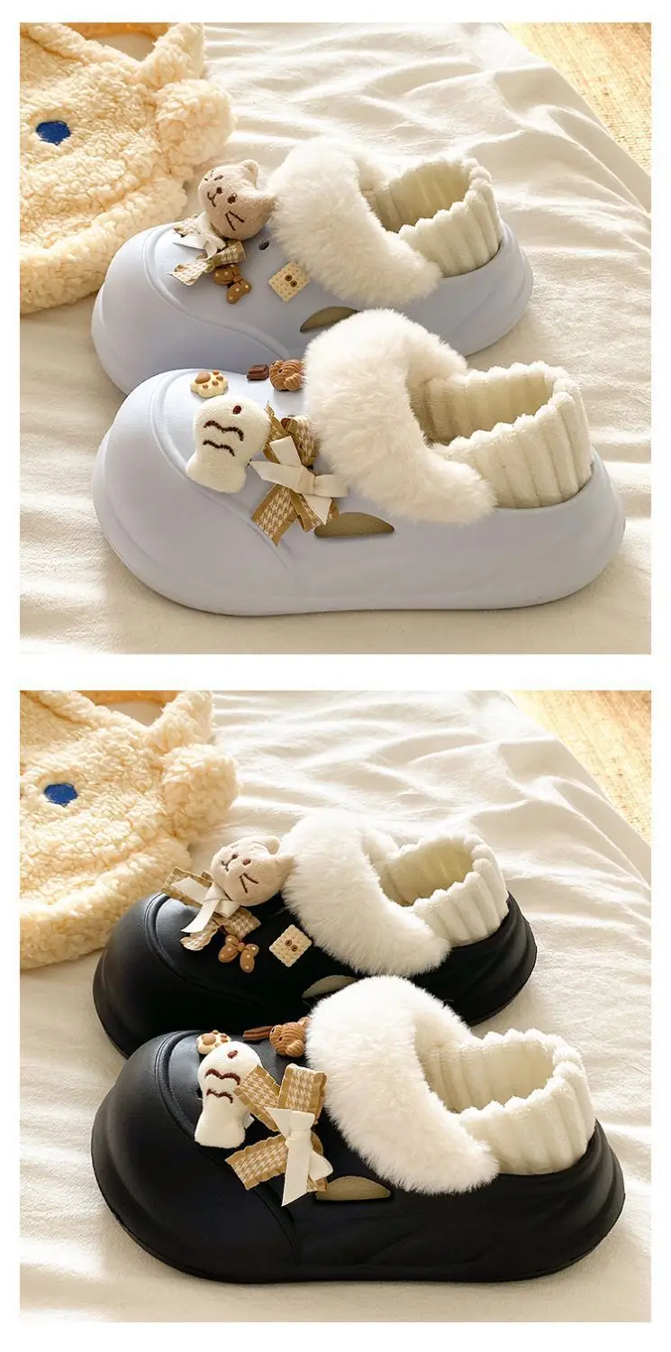 Women Warm Cat Fish Soft Slippers White Blue — feature 18