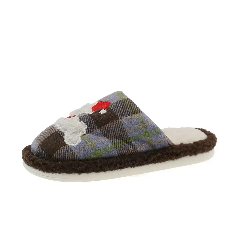 Cute Christmas Tree Furry Slippers Women Winter Fleece Lined Warm Indoor Non-Slip Toe Cotton Slippers - Image 7