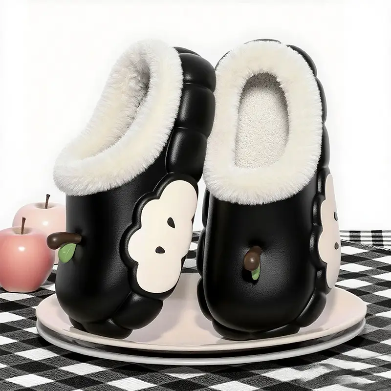 Women's Cotton Slippers Winter 2025 New Apple Slippers with Plush, Warm Indoor Non-Slip Closed-Toe Half Slippers Wholesale - Image 11
